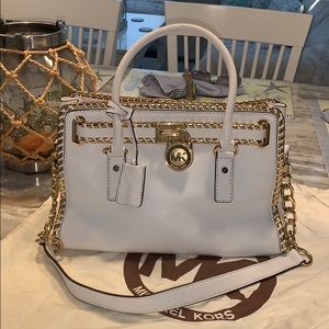 Michael Kors small optic white Hamilton bag EUC